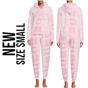 NEW Women's Pajama Gift Set PJs pajamas 2 Piece Hoodie hooded top Pants Pink Top